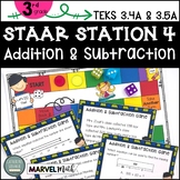 3rd Grade STAAR STATION 4: ADDITION & SUBTRACTION | TEKS 3