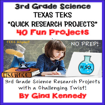 Preview of 3rd Grade Science TEKS Projects, STAAR Prep Research Projects! PDF and Digital!
