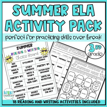 Preview of 3rd Grade SUMMER ELA Spiral Review Packet - Choice Board and Activity Packet