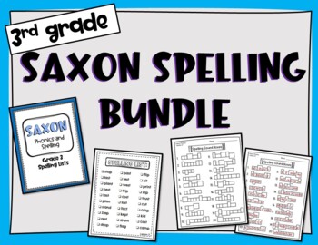Preview of 3rd Grade Saxon Spelling Lists and Sound Box Worksheets