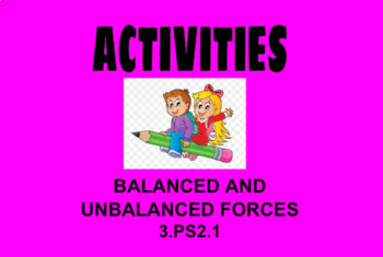 Preview of 3rd Grade Science Balanced & Unbalanced Forces 3.PS2.1