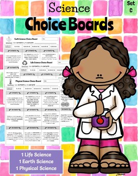 Preview of **EDITABLE** Science Choice Boards Set C