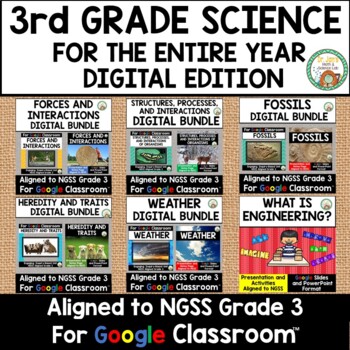 Preview of 3rd Grade Science Entire Year Digital Bundle for Google Classroom™(NGSS Aligned)