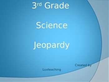 Preview of 3rd Grade Science Jeopardy Cumulative Review