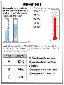 3rd Grade Science Matter Test: Big Idea 8 and 9 by Cori Melton | TpT