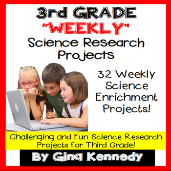 Preview of 3rd Grade Science Projects, Weekly Research All Year! PDF and Digital!
