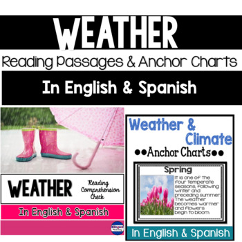 Preview of 3rd Grade Science Reading and Anchor Charts Weather Bundle in English Spanish