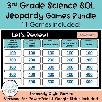 Preview of 3rd Grade Science SOL Jeopardy Games Bundle - Every VA Science SOL!