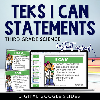 Preview of 3rd Grade Science TEKS I Can Statements | Printable Posters + Digital Resource