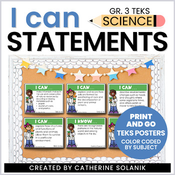 3rd Grade Science TEKS  "I Can" Statements  Printable Posters  TpT