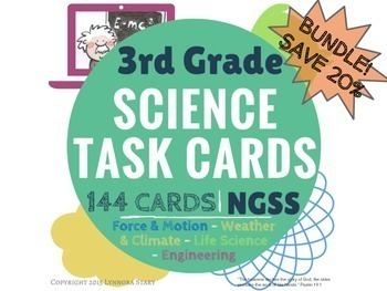 Preview of 3rd Grade Science Task Cards YEAR LONG BUNDLE (144 Cards) NGSS