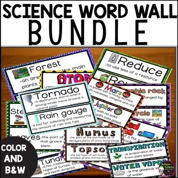 Preview of 3rd Grade Science Vocabulary Word Wall Cards Definitions Illustrated Examples