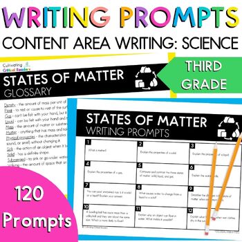 Preview of 3rd Grade Science Writing Prompts for the Writing Station