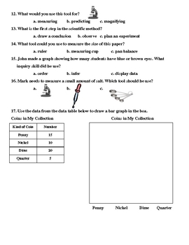 3rd Grade Scientific Method/Inquiry Skills Test and Answer Key | TpT