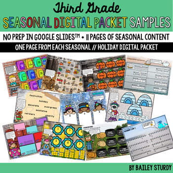 Preview of 3rd Grade Seasonal and Holiday Digital Packet FREEBIE