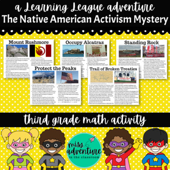 Preview of 3rd Grade September Math Adventure- The Native American Activism Mystery