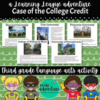 Preview of 3rd Grade September Reading Adventure- Case of the College Credit
