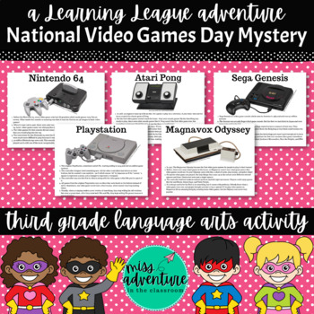 Preview of 3rd Grade September Reading Adventure- National Video Games Day Mystery