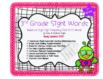 Preview of 3rd Grade Sight Words for Rapid Naming Fluency and Assessments