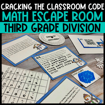 Preview of Winter Escape Room Division Facts 3rd Grade Math Breakout Activity 