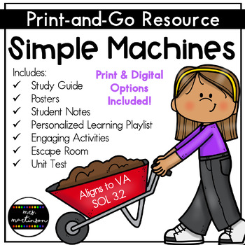 Preview of Simple Machines Unit | Print & Digital | Personalized Learning