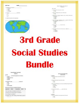 Preview of 3rd Grade Social Studies Bundle All Tests and Quizzes!