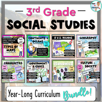 Preview of 3rd Grade Social Studies: Full-Year Curriculum BUNDLE.  No-Prep!