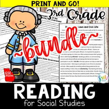 Preview of 3rd Grade Social Studies Reading Activity BUNDLE *NO PREP* GSE Aligned