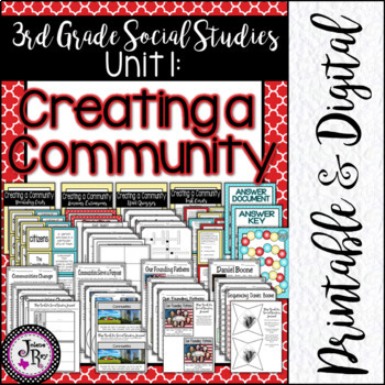 Preview of 3rd Grade Social Studies / Unit 1 / Creating a Community /  Printable & Digital