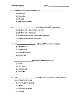 Preview of 3rd Grade Social Studies Unit 1 Lesson 5- Caribbean