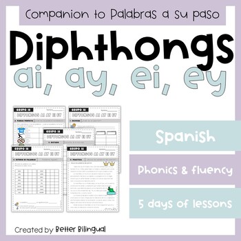 Preview of 3rd Grade Spanish Diphthongs AI AY EI EY lessons and reading passage