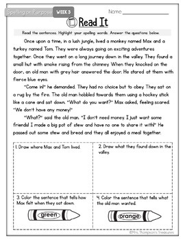 3rd Grade Spelling With Reading and Writing Activities - Yearlong ...