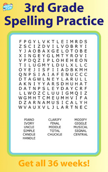 Preview of 3rd Grade Spelling Practice: 36 Weeks of Word Search Puzzles