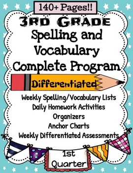 Preview of 3rd Grade Spelling and Vocabulary Complete Program Common Core Aligned