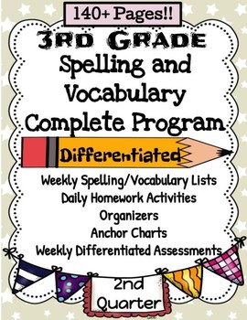 Preview of 3rd Grade Spelling and Vocabulary Quarter 2 COMPLETE PROGRAM