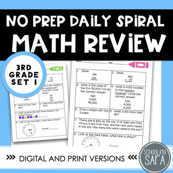 Preview of 3rd Grade Spiral Math Review | Daily Morning Work | Homework | Set 1 | VA SOL