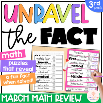 Preview of 3rd Grade Math Spiral Review MARCH 3rd Grade Math Worksheets Reveals Fun Facts