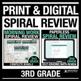 3rd Grade Spiral Review Printable & Digital Math Bundle Go