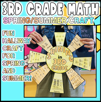 Preview of 3rd Grade Spring Break Summer Math Review Craft Bulletin Board Hallway April May