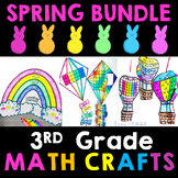 3rd Grade End of Year Math Crafts Bundle Fractions Area Pe