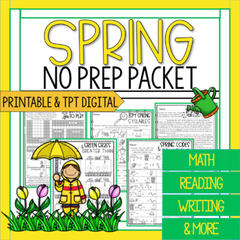 Preview of 3rd Grade Spring Packet | Math and Reading Spring Worksheets | Spring Break