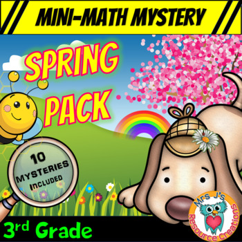 Preview of 3rd Grade Spring Packet of Mini Math Mysteries (Printable & Digital Worksheets)