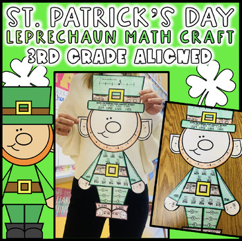 Preview of 3rd Grade St. Patrick's Day Fun Math Leprechaun Craft March February Bulletin