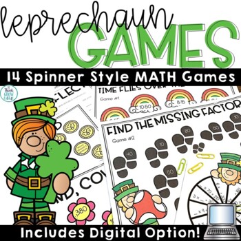 Preview of St. Patrick's Day Math Games Centers Activities March 3rd Grade Multiplication