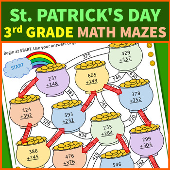 Preview of 3rd Grade St. Patrick's Day Math Mazes