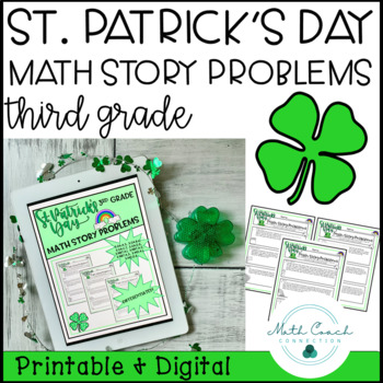 Preview of 3rd Grade St. Patrick's Day Math Story Problems | Third Grade Math Word Problems