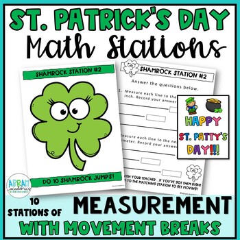 Preview of 3rd Grade St. Patrick's Math Movement Centers - Measurement Activity