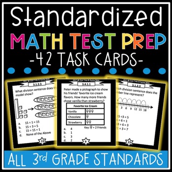 Preview of 3rd Grade Standardized Math Test Prep Task Cards - MCA Math Prep 3rd Grade