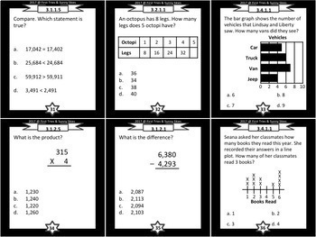 3rd Grade Standardized Math Test Prep Task Cards Mca Math Prep 3rd Grade