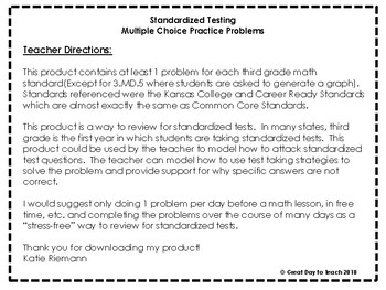 3rd Grade Standardized Testing Practice by Great Day to Teach  TpT